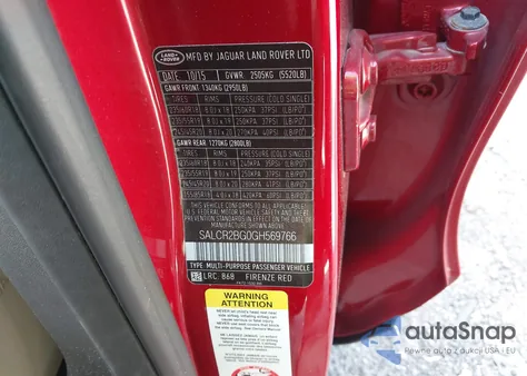 2016 Land Rover Discovery Sport Hse z USA, uszkodzony, nr VIN SALCR2BG0GH569766